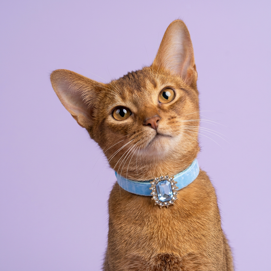 Close Abyssinian portrait with an upward glance