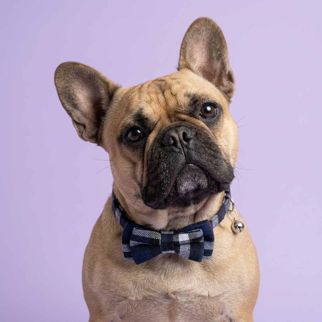 Close French bulldog portrait with a gentle head tilt