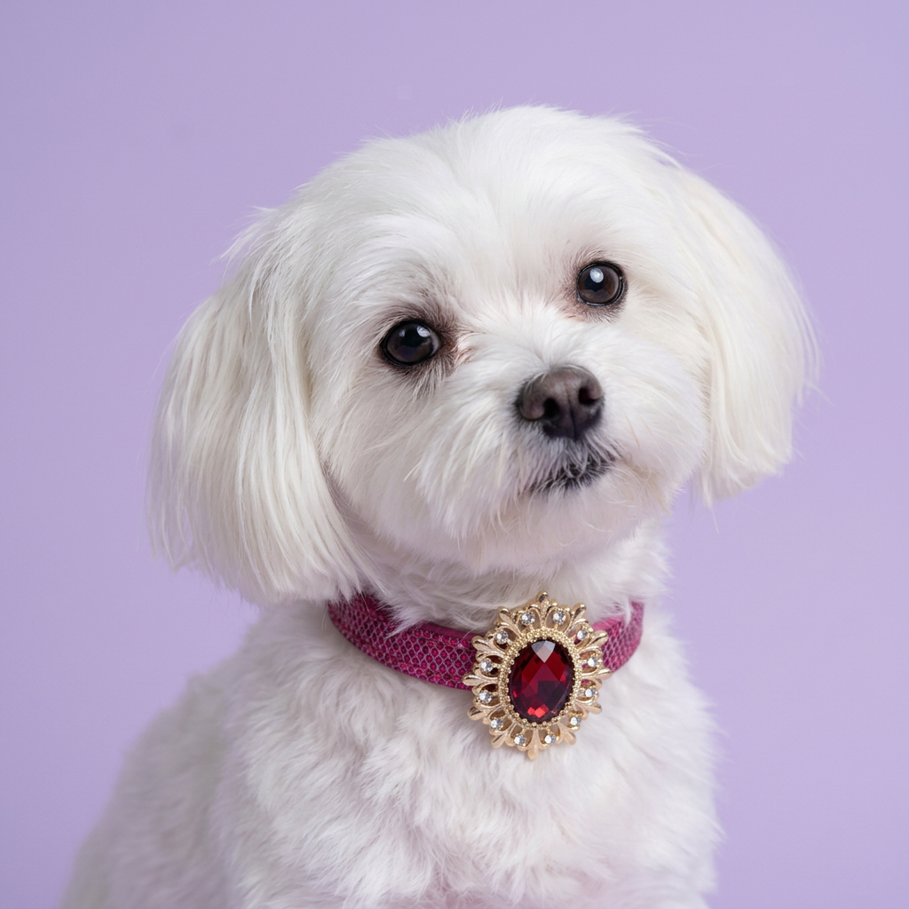 Close Maltese portrait with a gentle head tilt