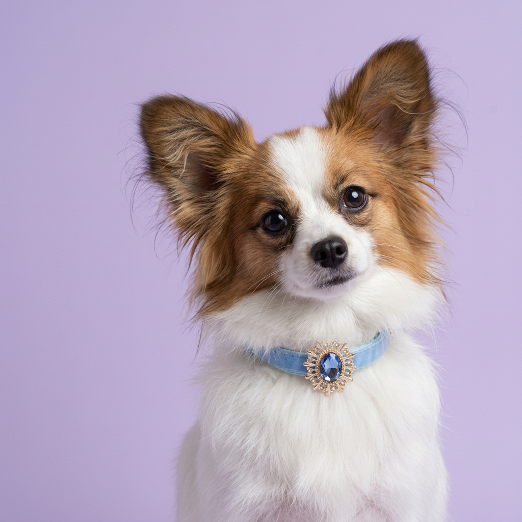 Close Papillon portrait with a gentle head tilt