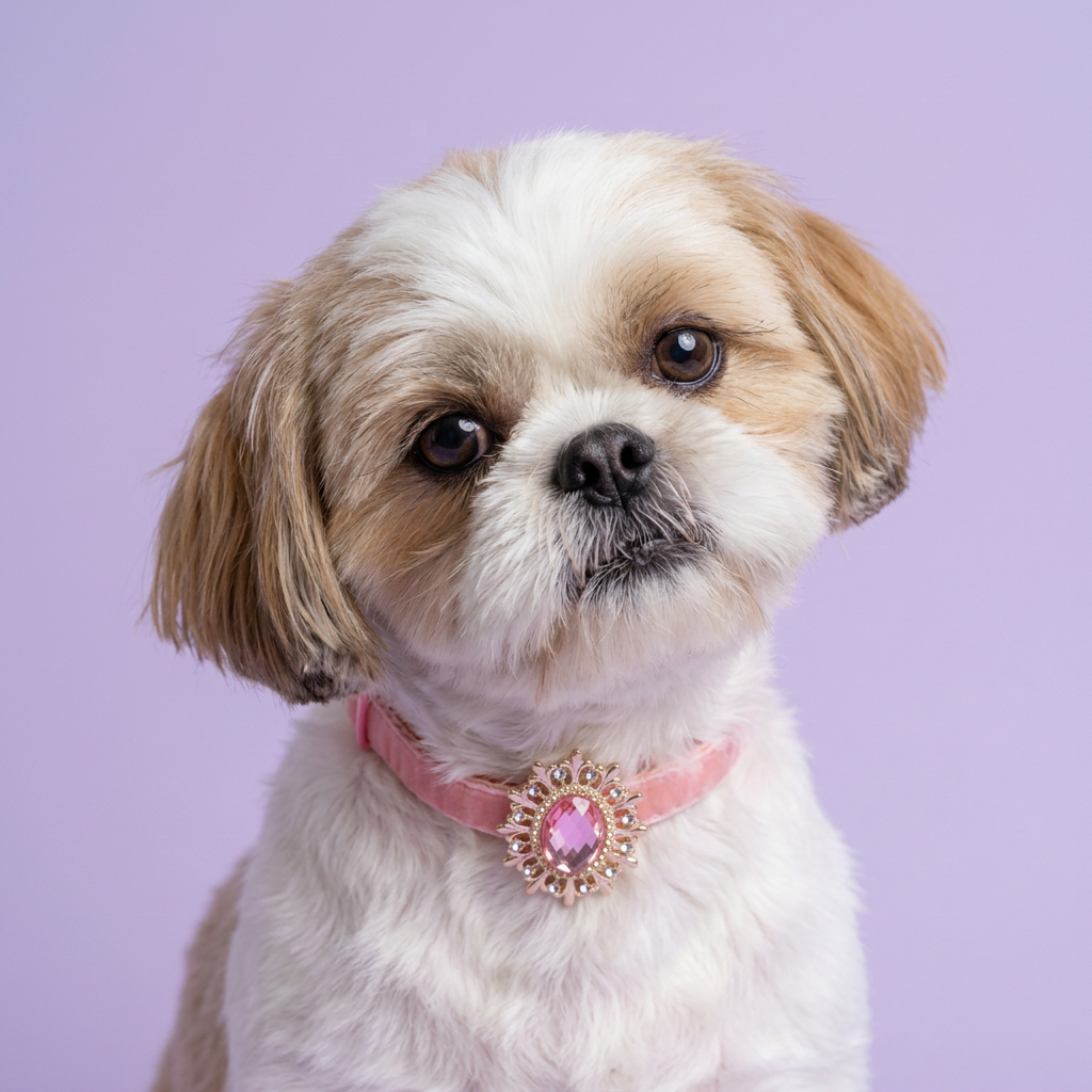 Close Shih Tzu portrait with a gentle head tilt