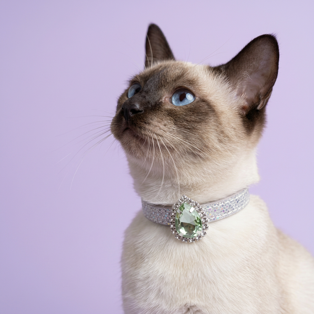 Close Siamese portrait gazing upward