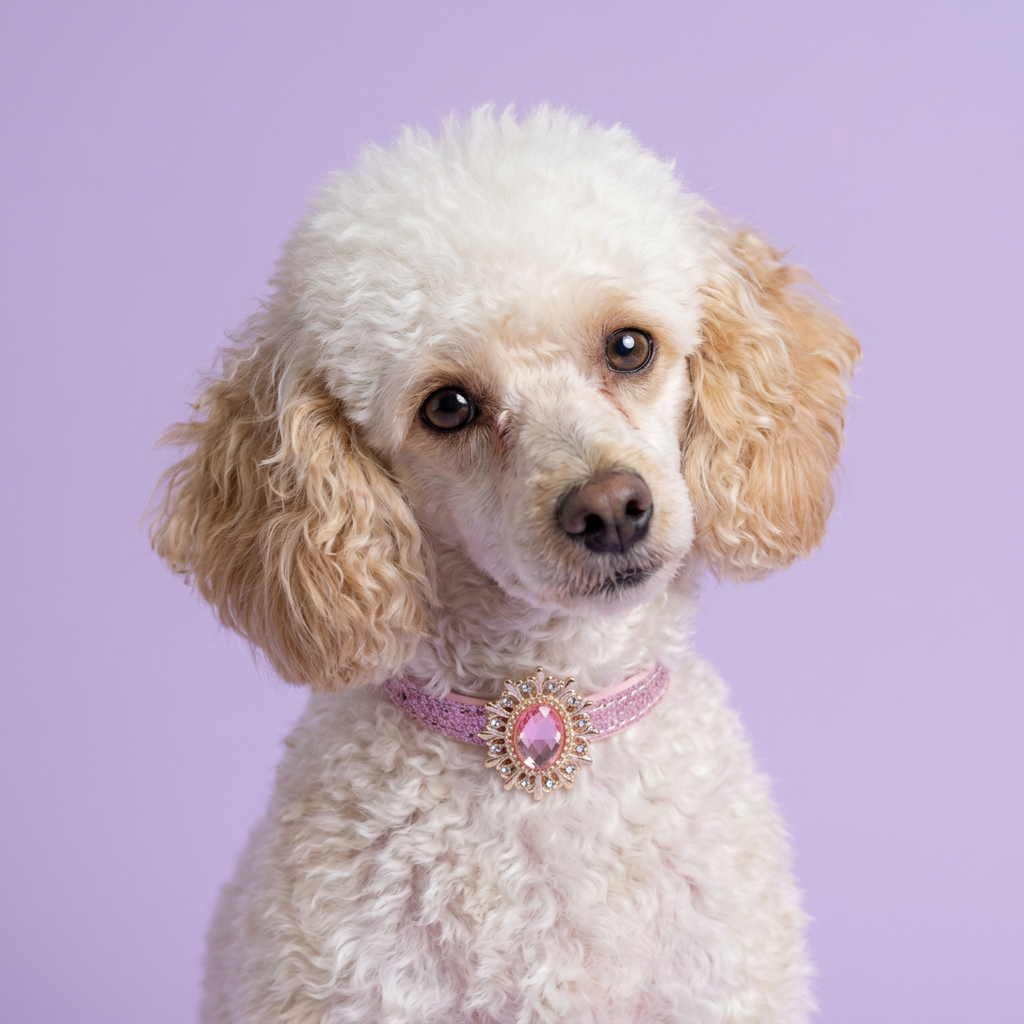 Close toy poodle portrait with a gentle head tilt