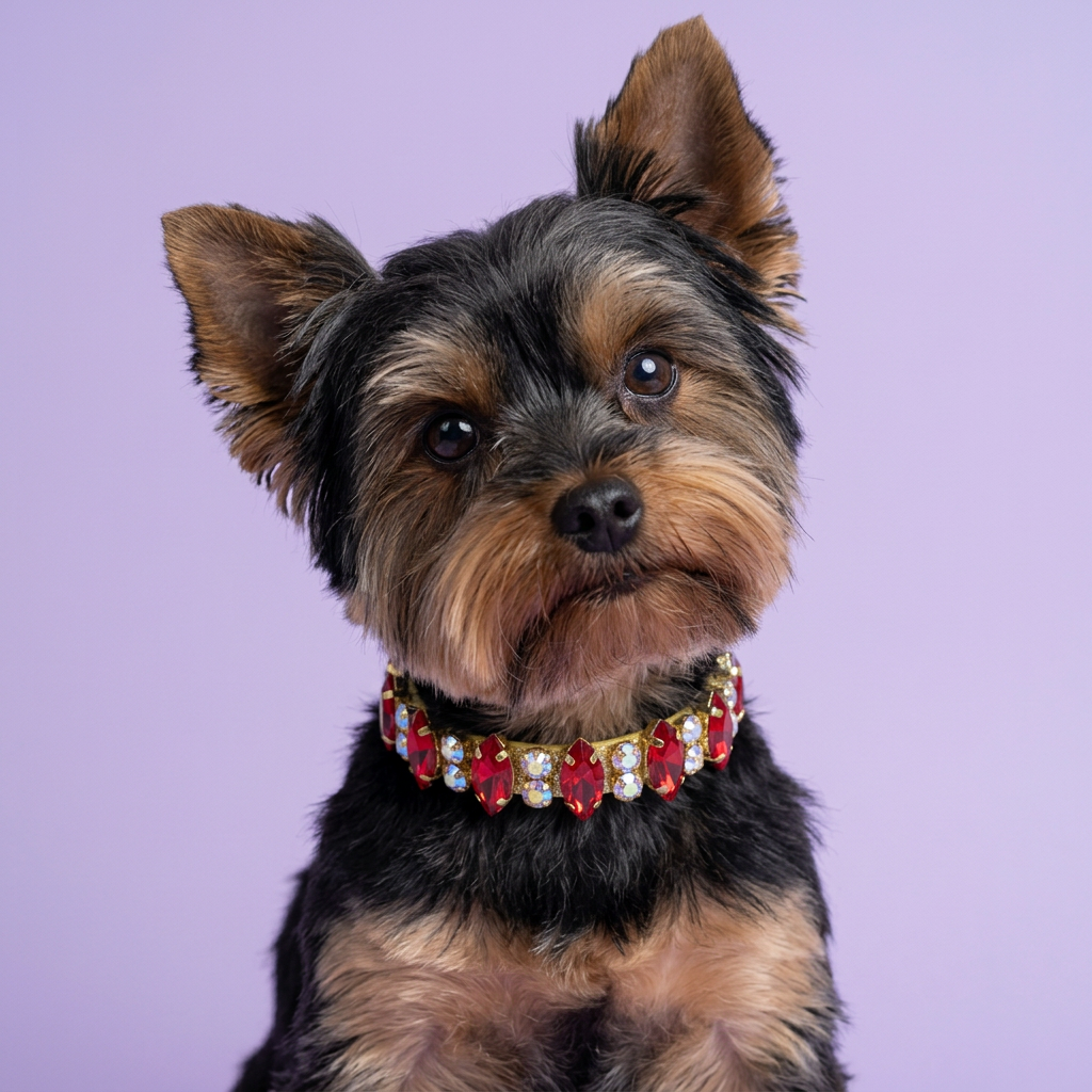 Close Yorkshire terrier portrait with a gentle head tilt