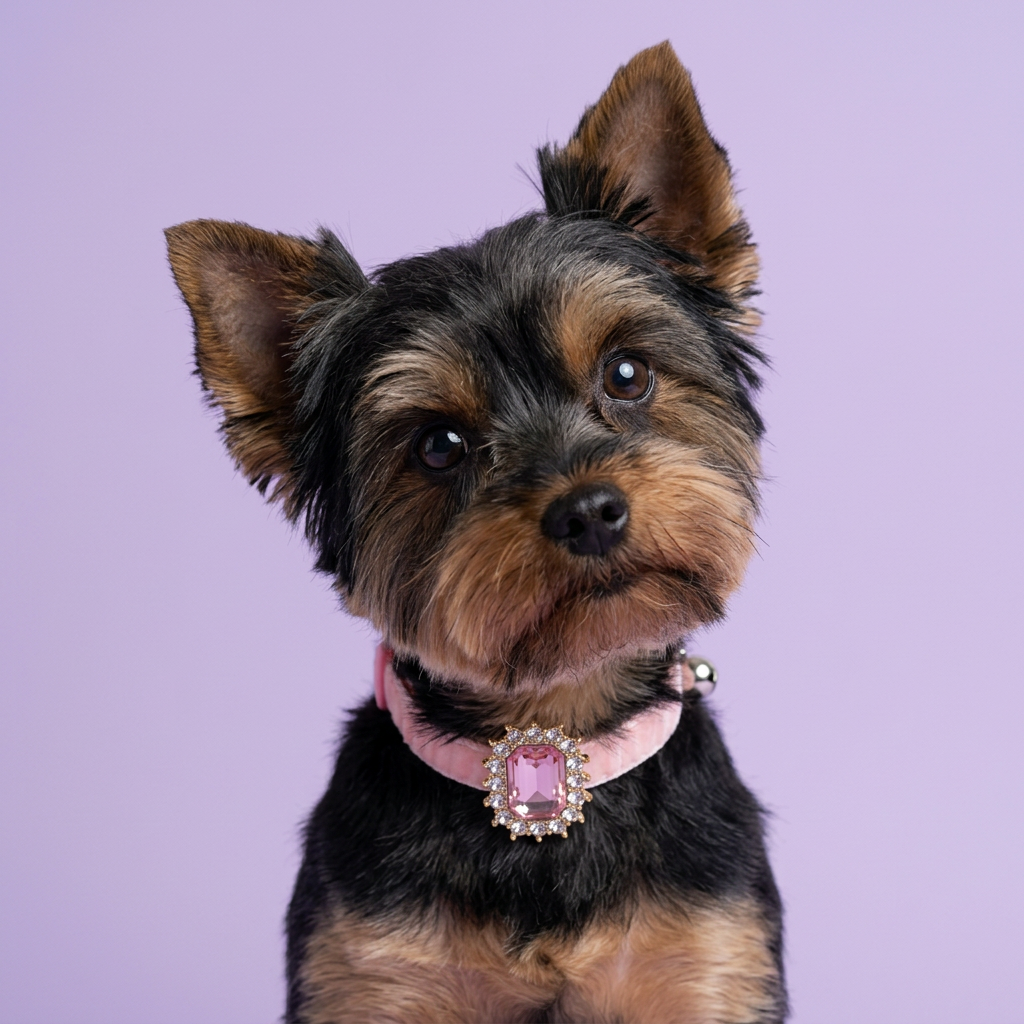 Close Yorkshire terrier portrait with a gentle head tilt