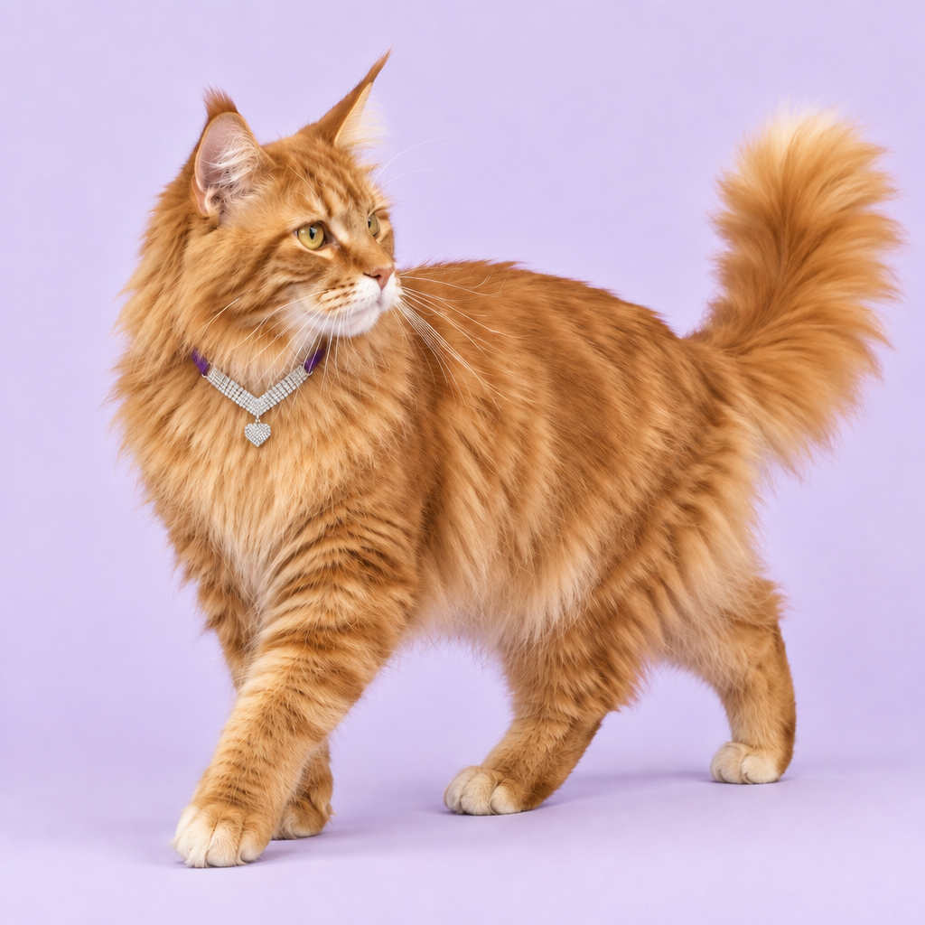 Corrected Maine Coon with compact collar placement