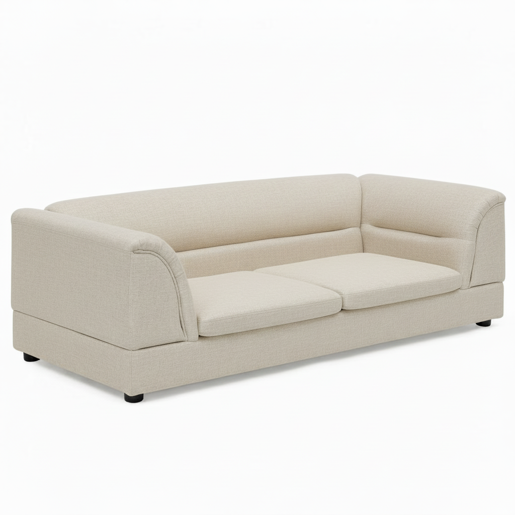 Couch recolored to match the pale warm beige-gray shade of the fabric reference