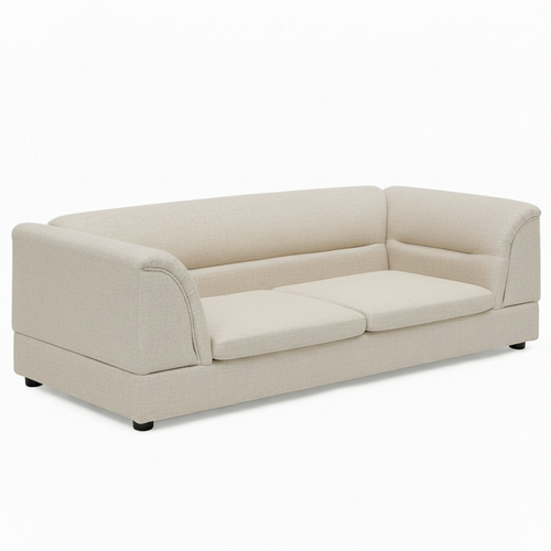 Couch recolored to match the pale warm beige-gray shade of the fabric reference
