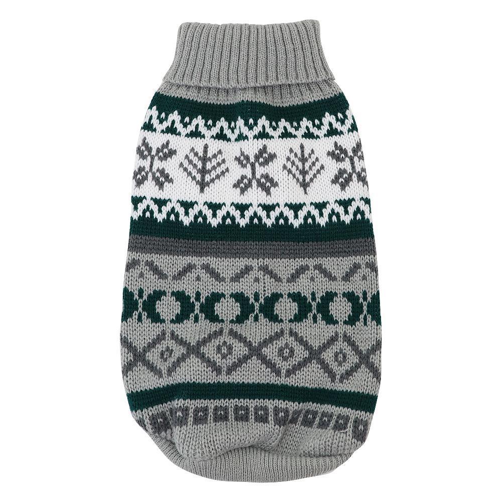 Gray Fair Isle Knit Sweater for Dogs & Cats
