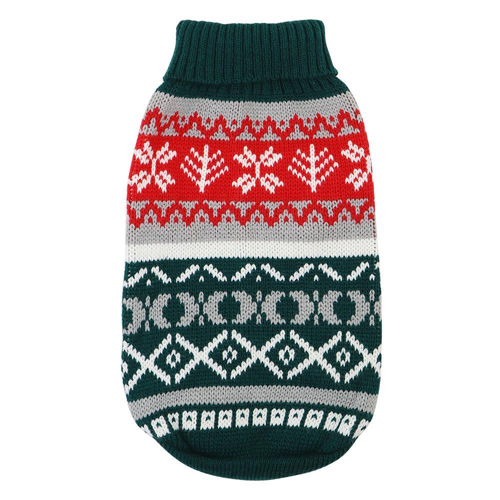 Green Fair Isle Knit Sweater for Dogs & Cats