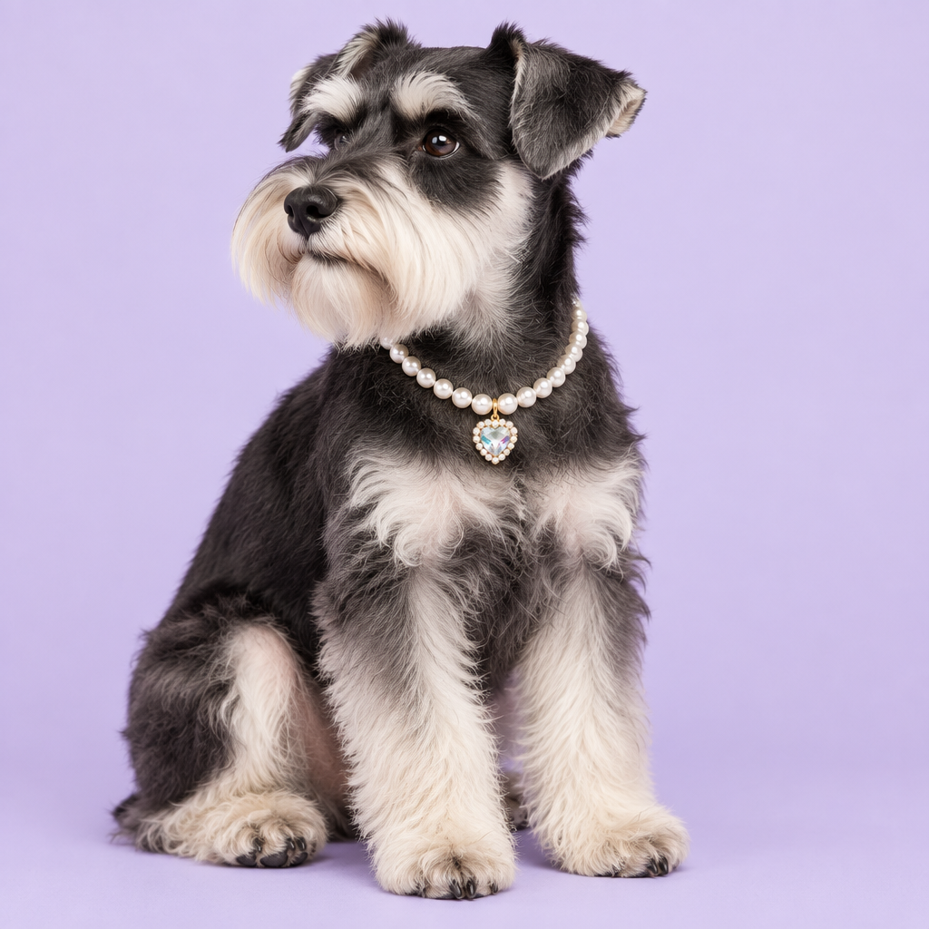 Cream-and-black Miniature Schnauzer sitting
