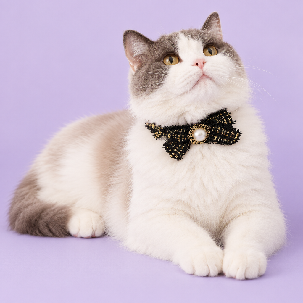 Cream-and-white cat reclining