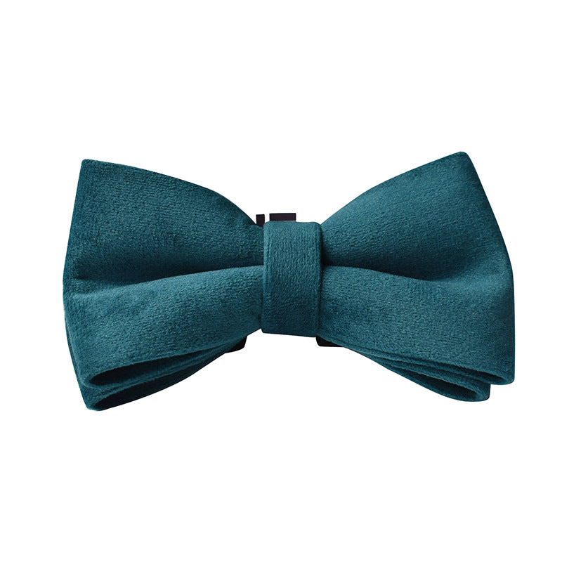 Teal Velvet Dog Collar, Bow & Leash Set