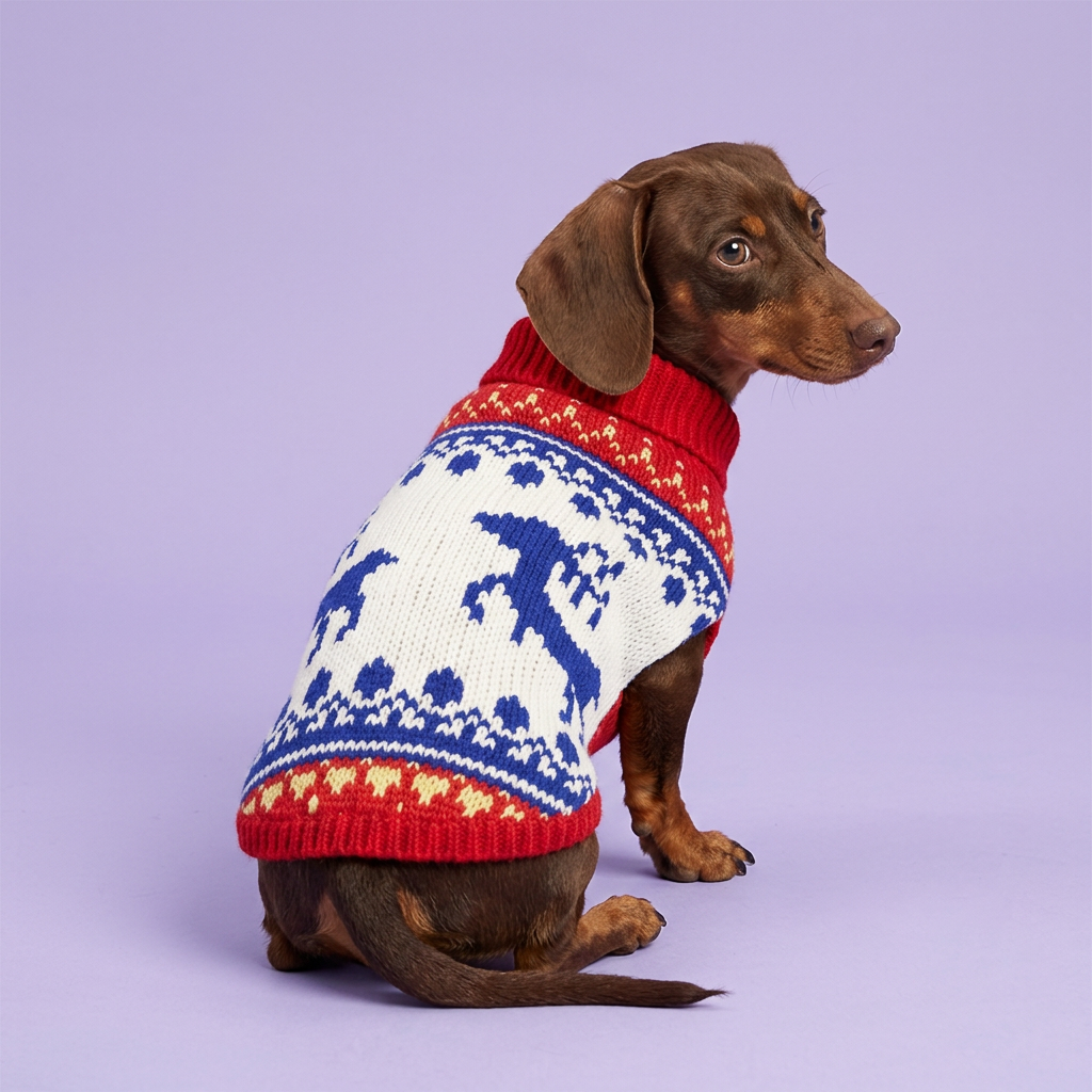 Dachshund in the reindeer sweater