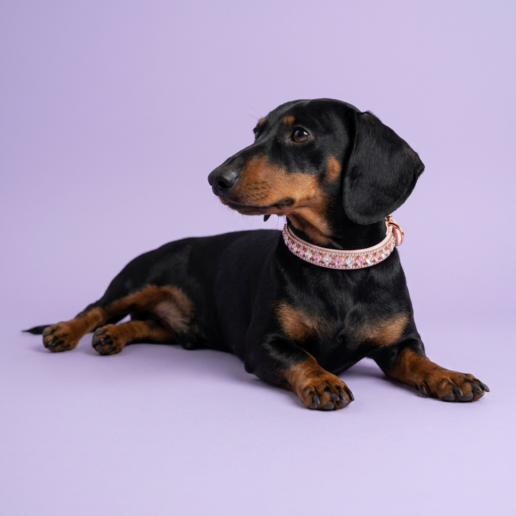 Dachshund lounging with an off-camera glance