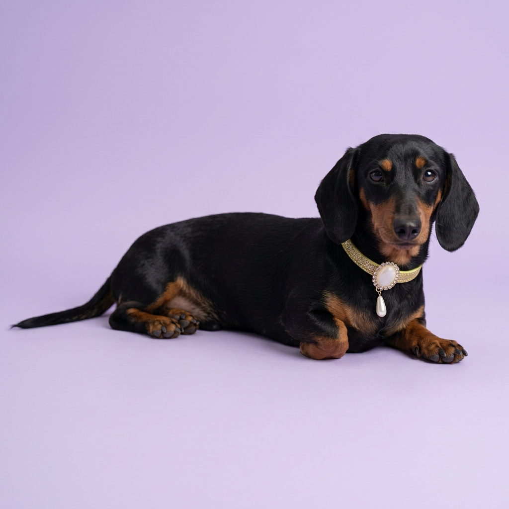 Dachshund resting with its head raised