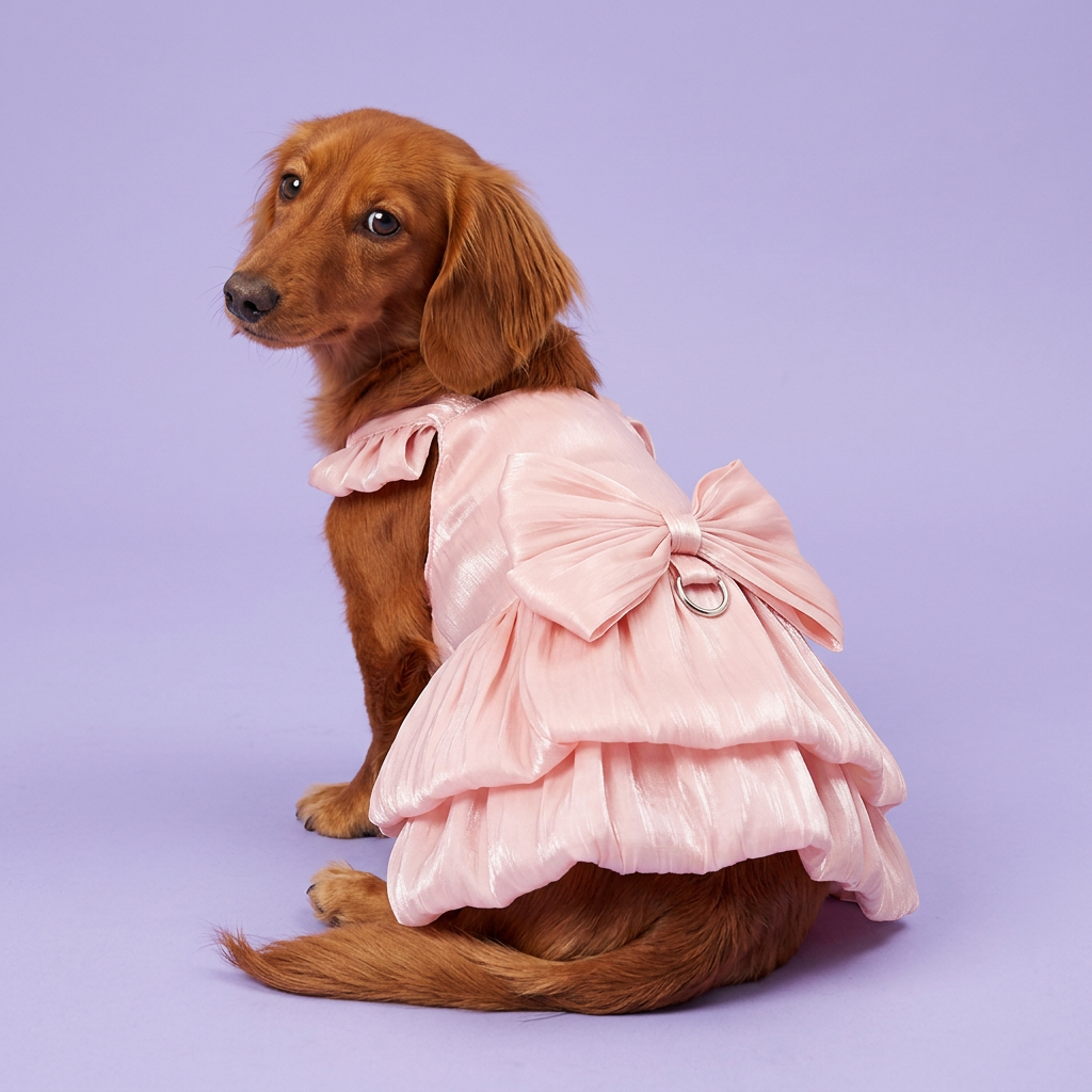 Dachshund showing the pink back bow
