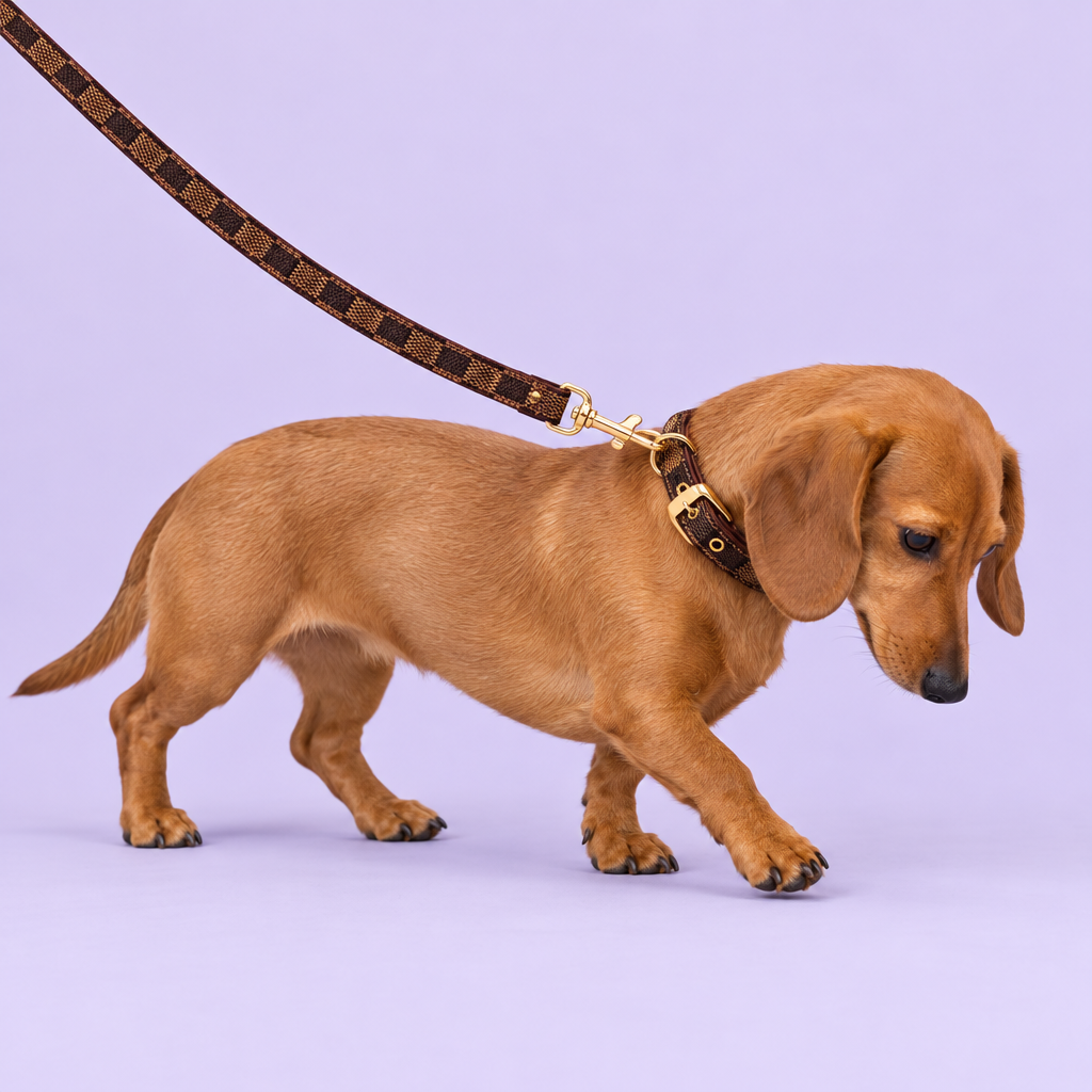 Dachshund walking in profile