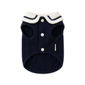 Dark navy pet top, straightened and displayed alone on a square white background