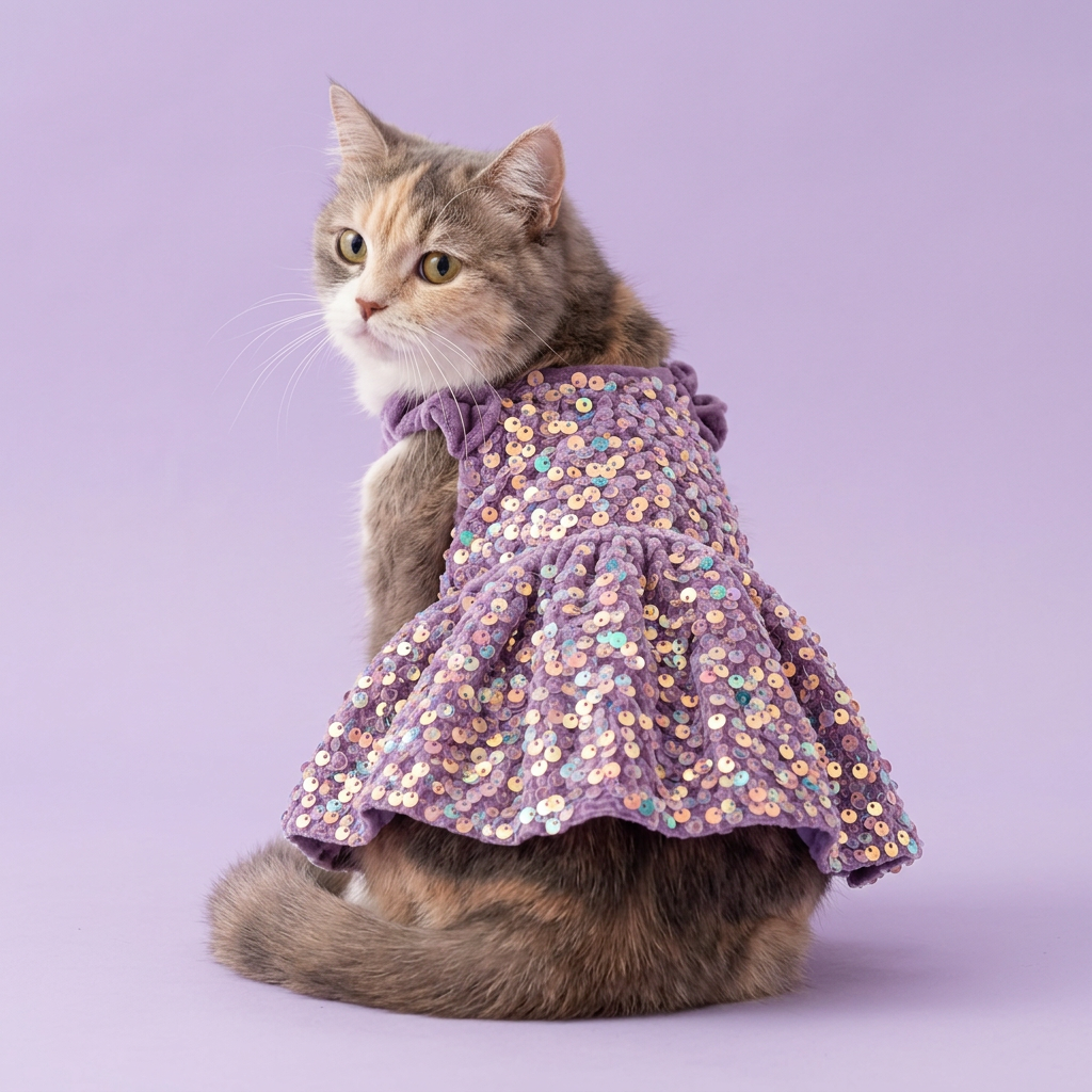 Dilute calico seated and looking back