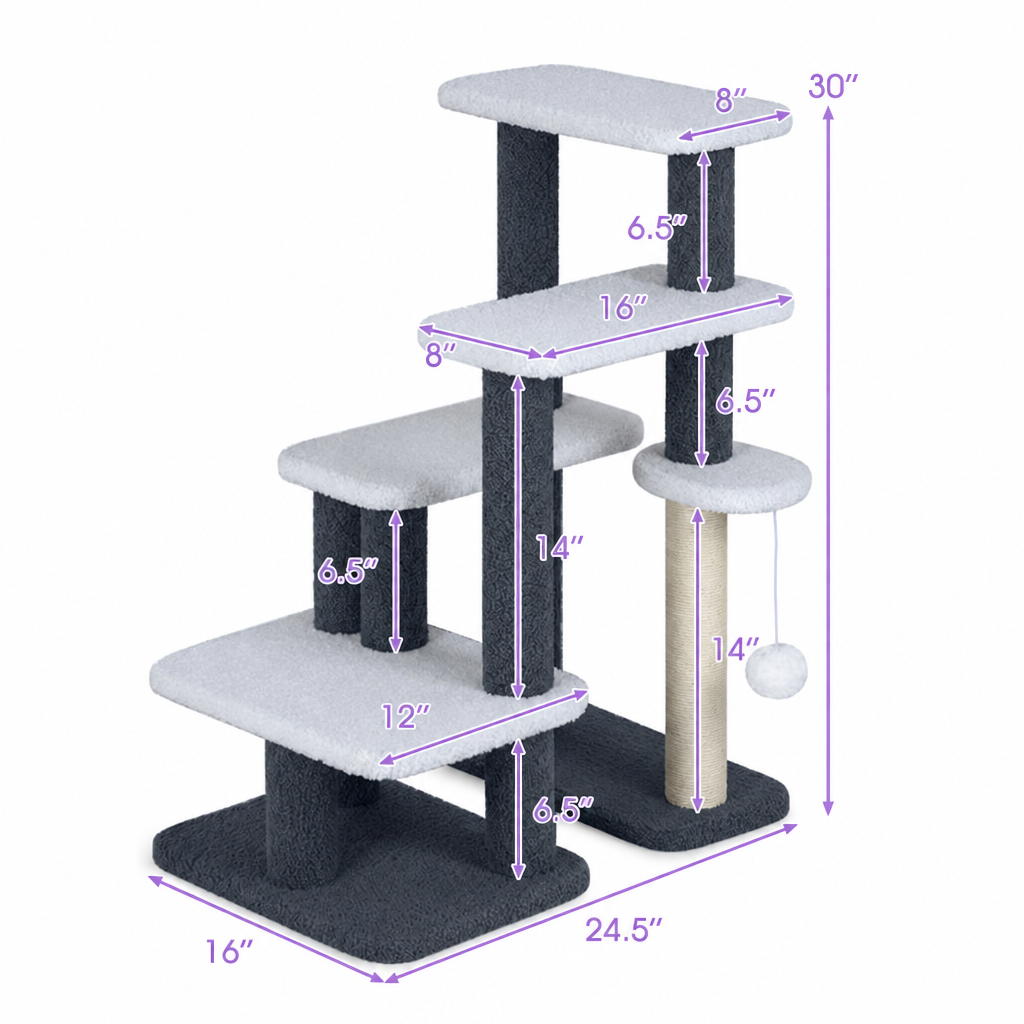 Dimensions graphic with lavender measurements