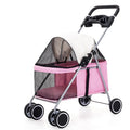 Pink Foldable Pet Stroller for Small Dogs and Cats
