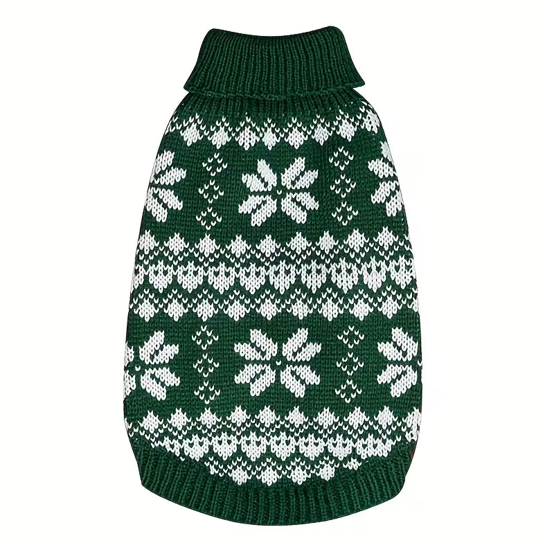 Green Snowflake Christmas Dog Sweater