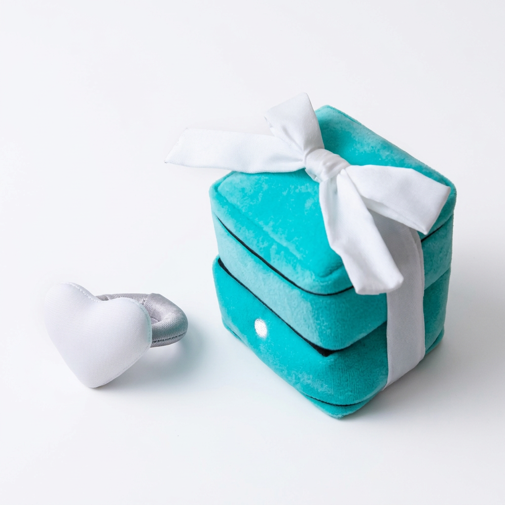 Enhanced turquoise plush gift box and ring product photo