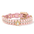 Pink Pearl & Rhinestone Beetle Pet Collar
