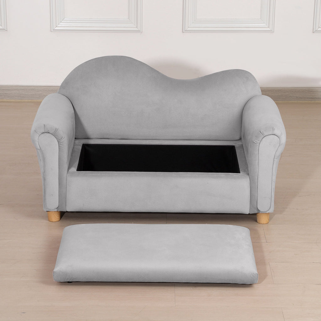 Gray Velvet Pet Sofa Bed with Storage