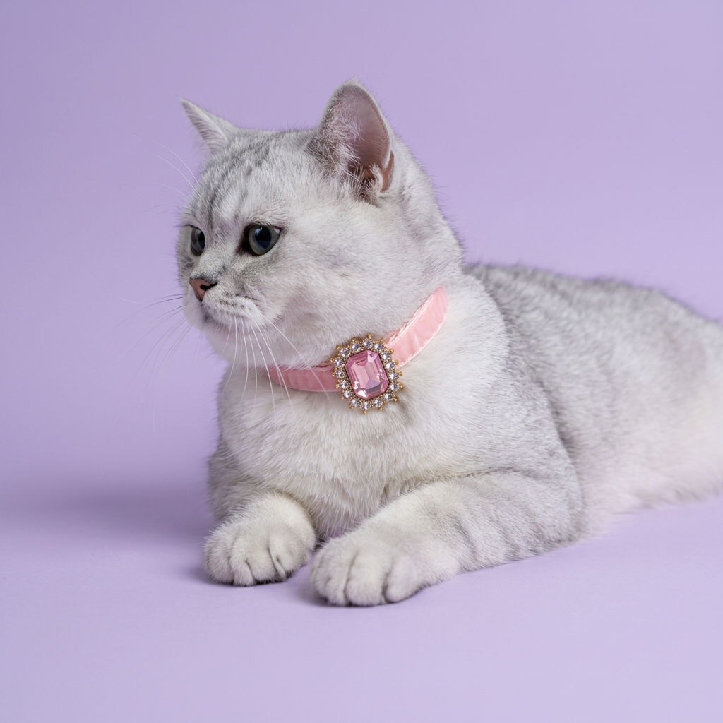 Floor-level British Shorthair resting with crossed paws