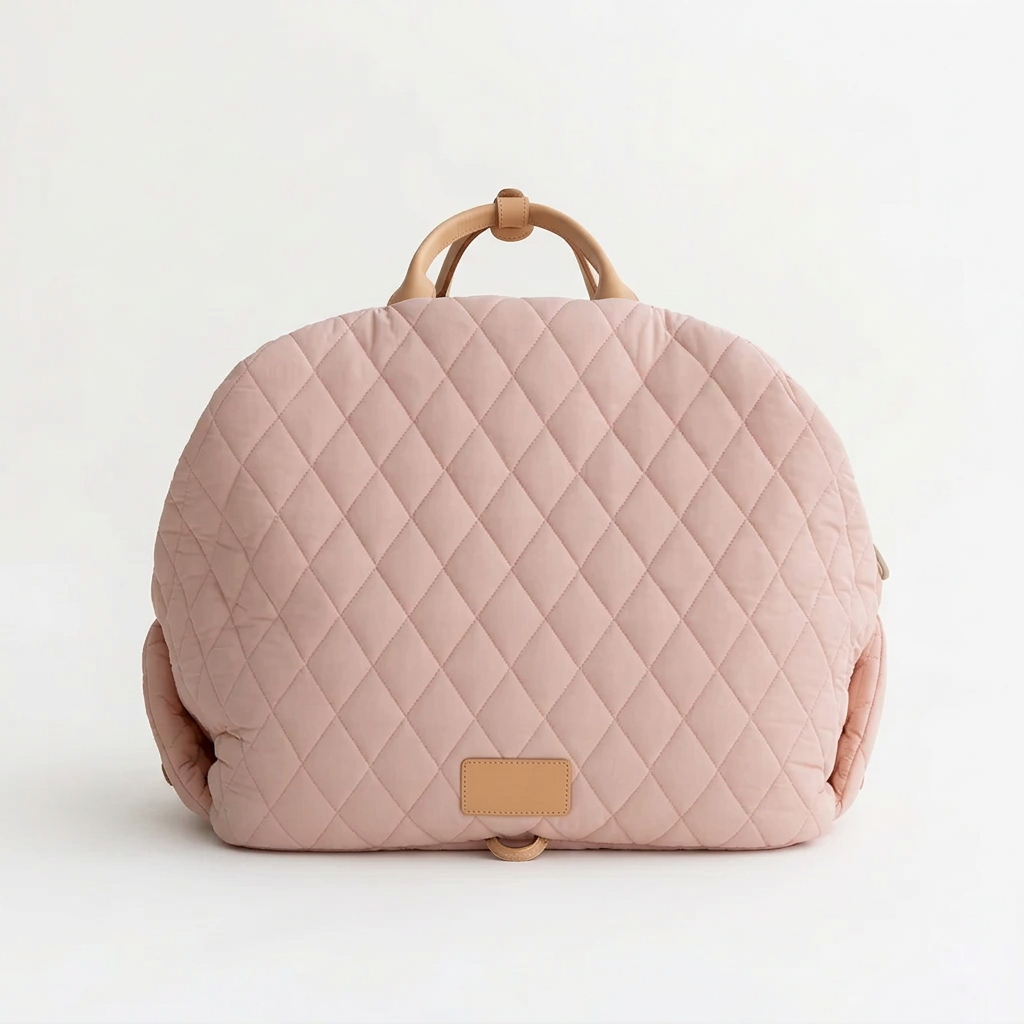 Front view in blush pink on white