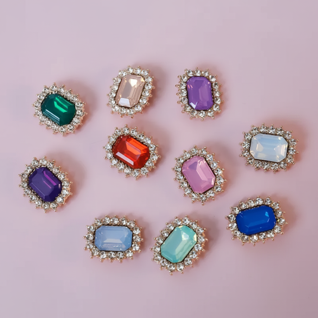 Pearl pet collar gemstone centerpiece options in 10 colors including emerald, sapphire, pink, and amethyst crystal