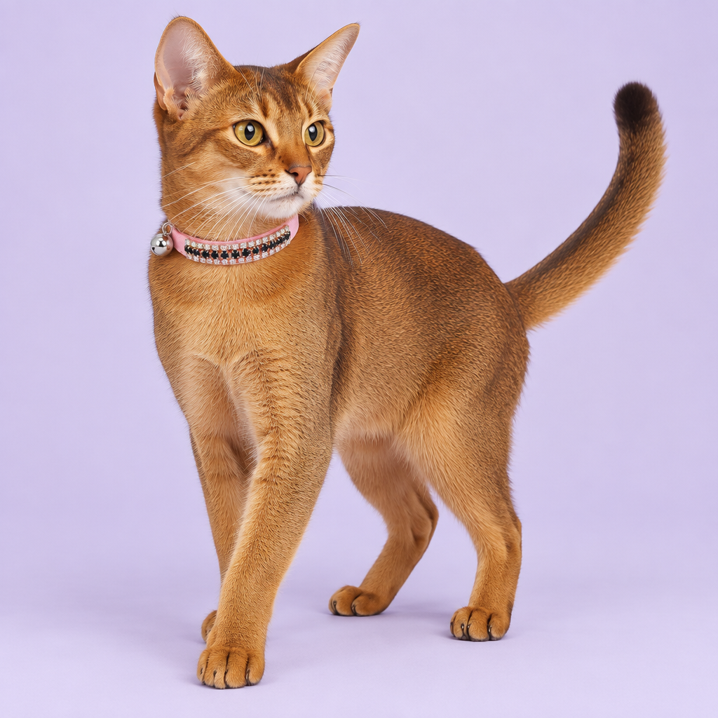 Ginger Abyssinian taking a gentle step