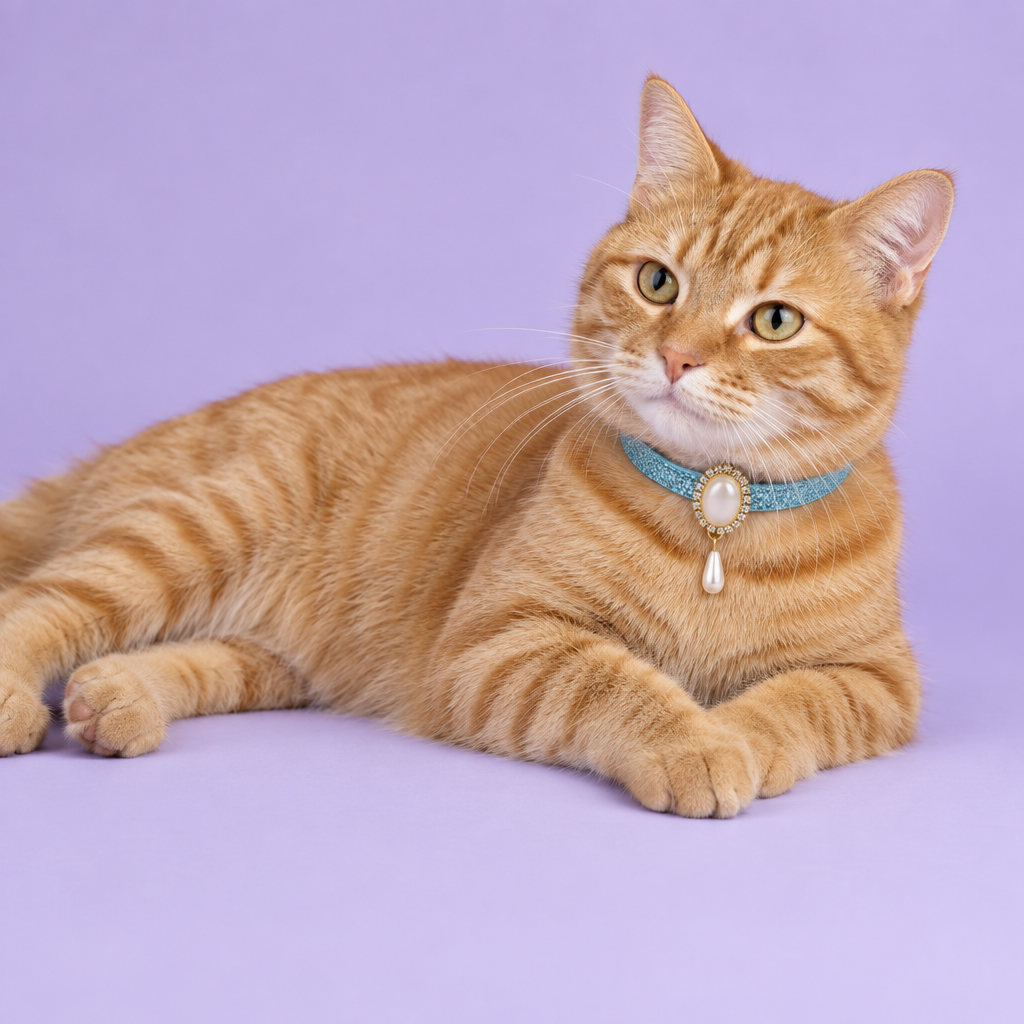Ginger tabby reclining on its side