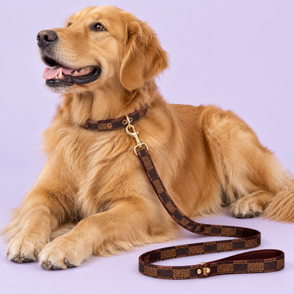 Golden retriever lying down and looking away