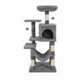 Gray cat tree on white