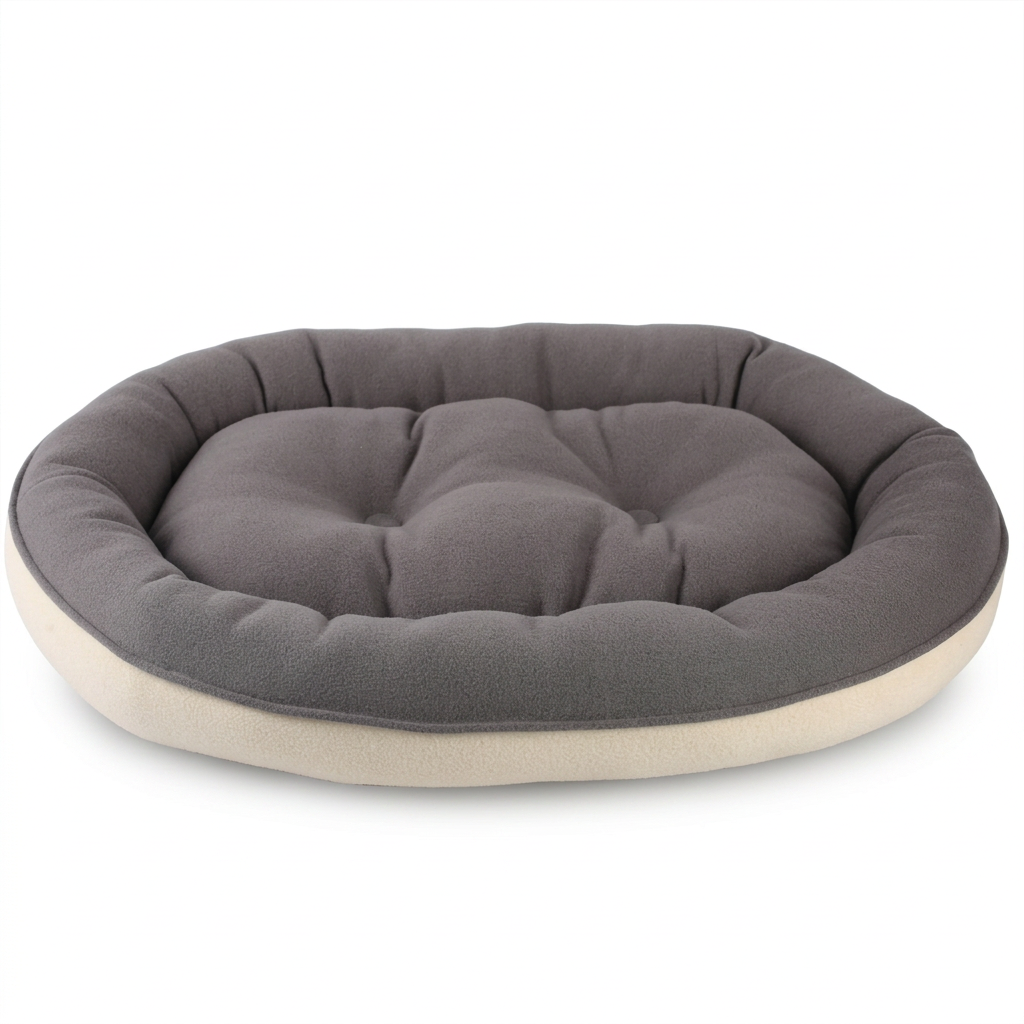 Gray pet bed cleanup on white background