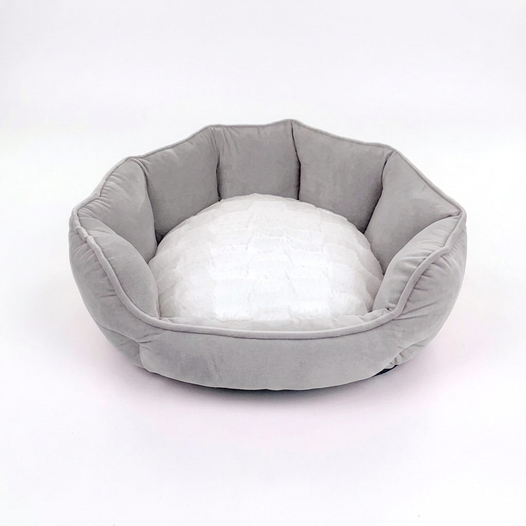 Gray pet bed matching the gray reference shade