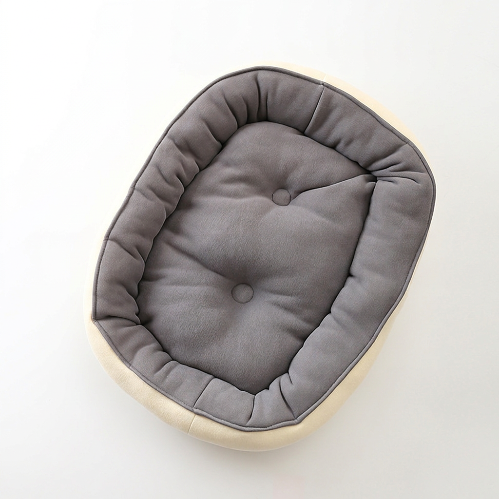 Gray pet bed on a clean white background