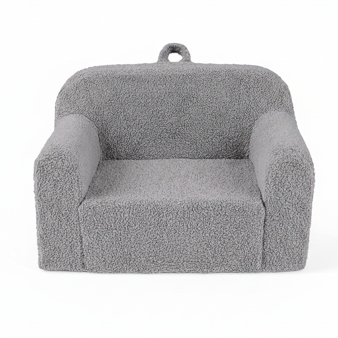 Gray pet chair centered on a square white canvas with generous white space