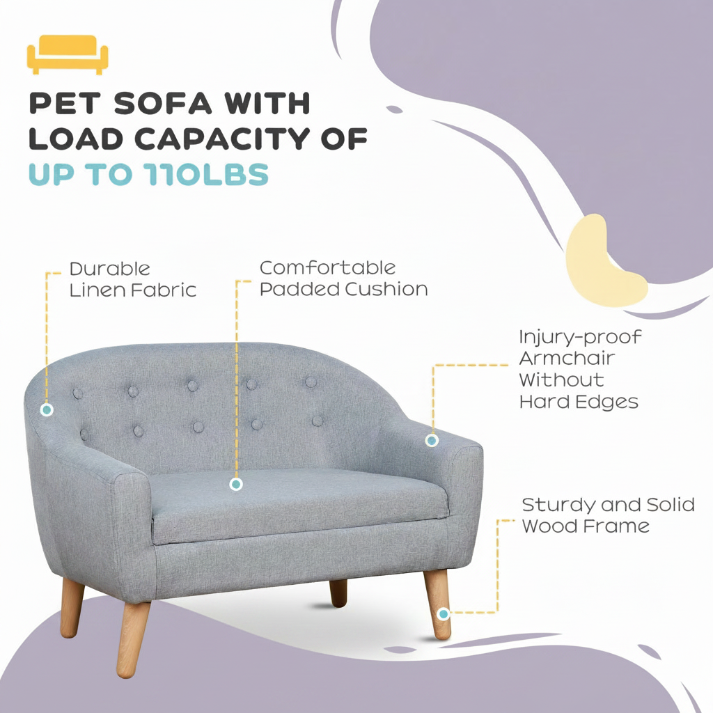 Gray pet sofa graphic with all yellow objects recolored light lavender