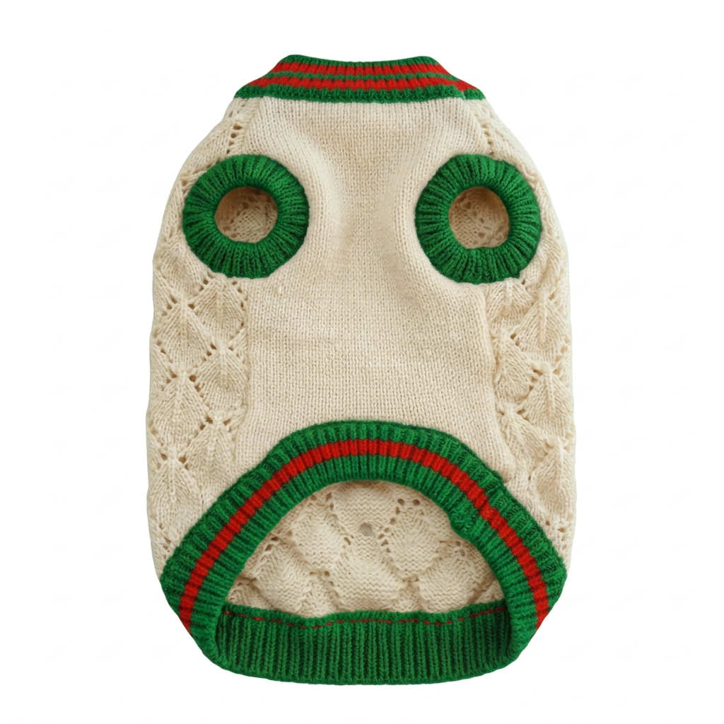 Green and red underside sweater view