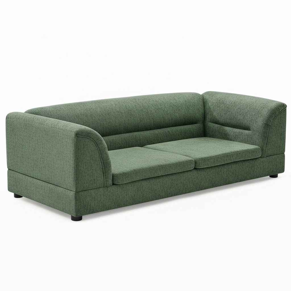 Green couch matched to the first couch’s size, position, and orientation