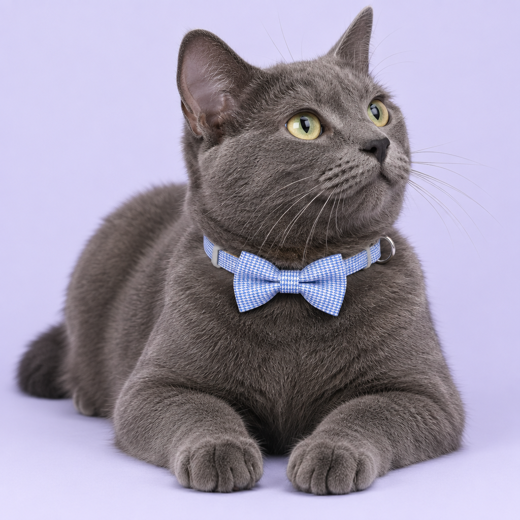 Grey cat lounging