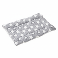 Grey plush star print pet mat three-quarter view on white background