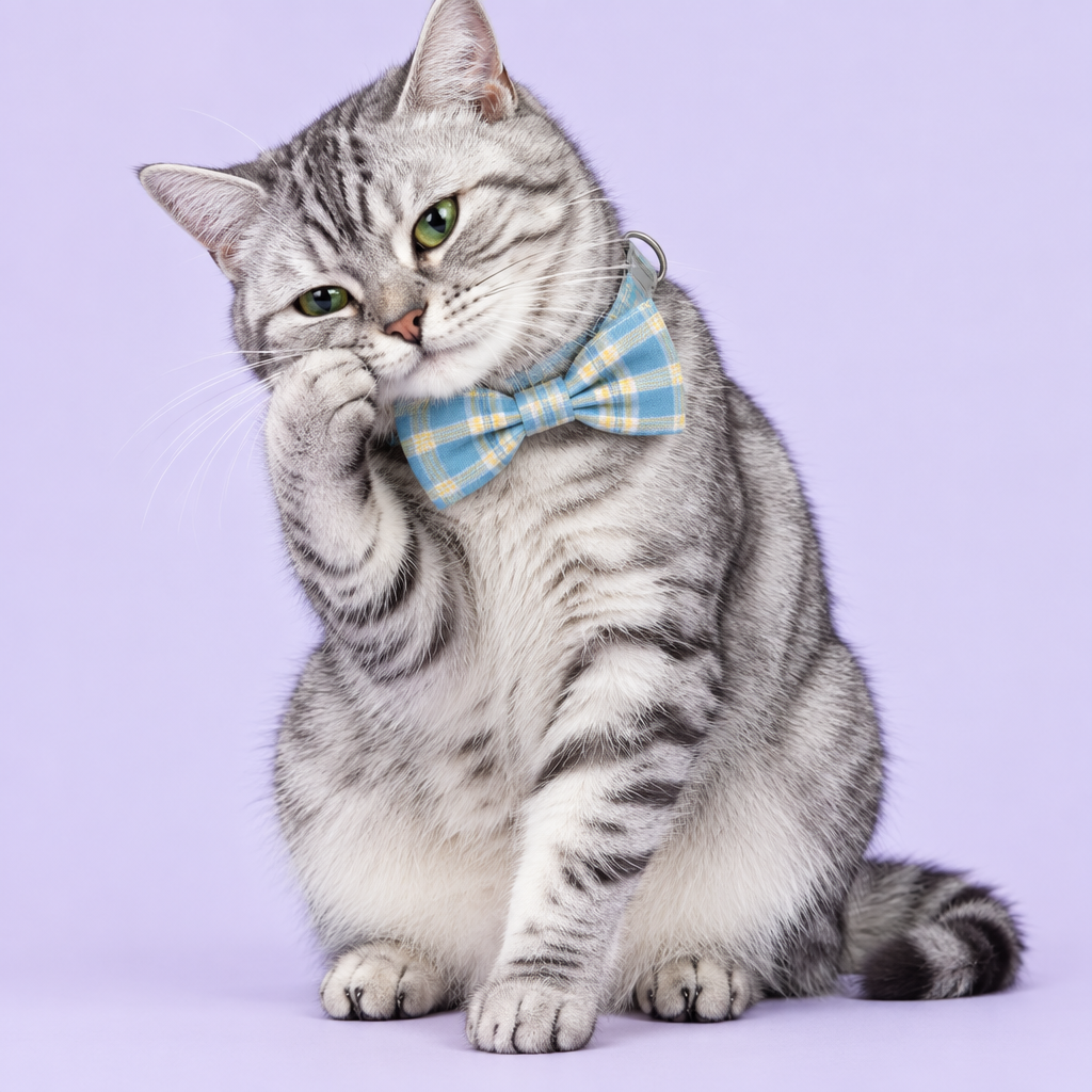 Grooming silver tabby