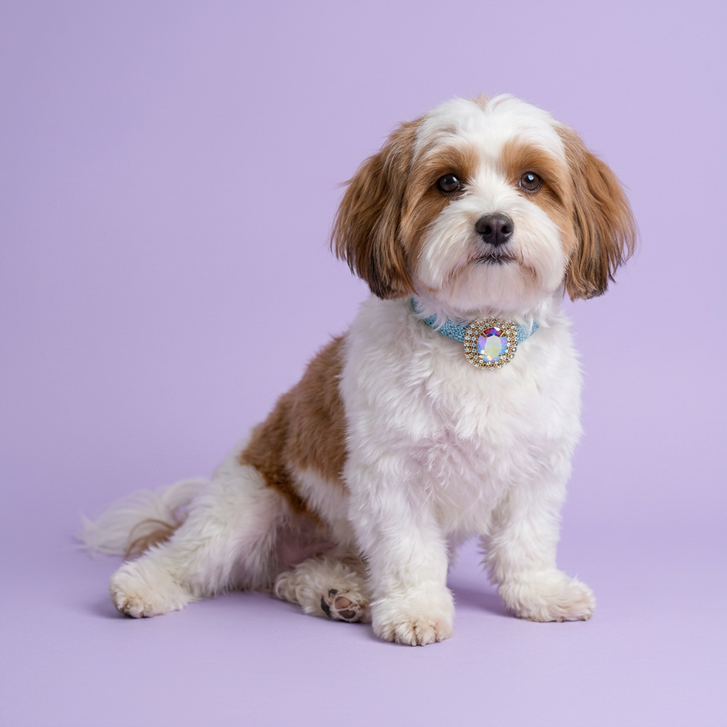 Havanese in a relaxed side-on seated pose
