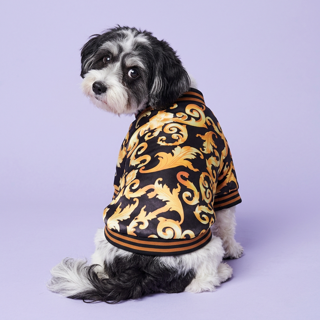 Havanese seated facing away and looking over its shoulder