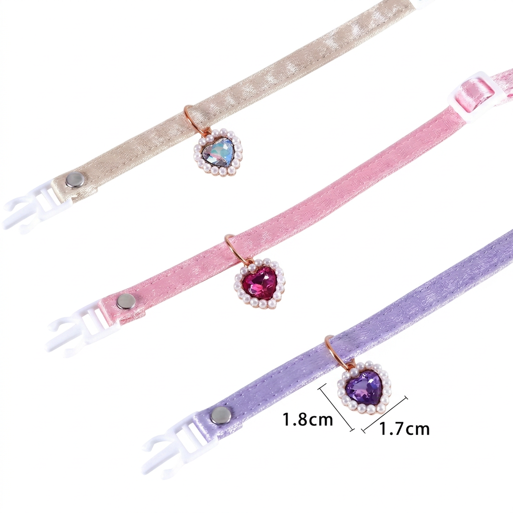 Heart charm collars with a pure white background
